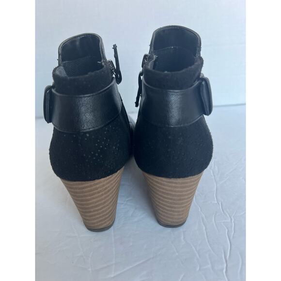 Dr. Scholl's Karlie Black Vegan Memory Foam Wedge Heel Ankle Zip Up Booties 9M - Picture 6 of 10
